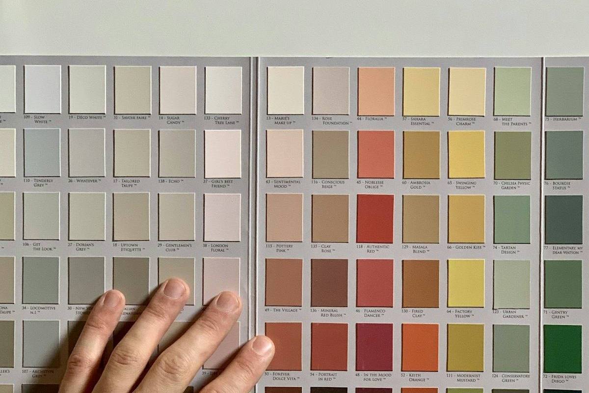 Choosing paint colours from a colour chart